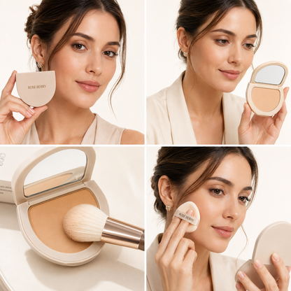 Soft-Focus Natural Finish Pressed Powder Ivory – Mattifying Long-Wear Face Powder - 7g