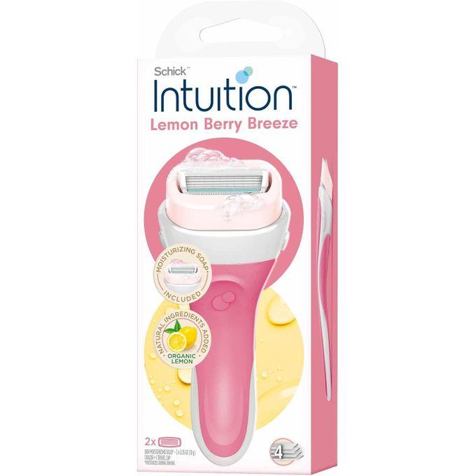 Intuition Lemon Berry Breeze Women’s Razor – 1 Handle + 2 Cartridges - 4 Blades, Built-in Moisturizing Solid