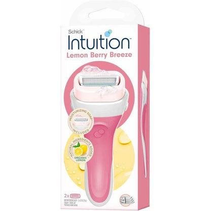 Intuition Lemon Berry Breeze Women’s Razor – 1 Handle + 2 Cartridges - 4 Blades, Built-in Moisturizing Solid