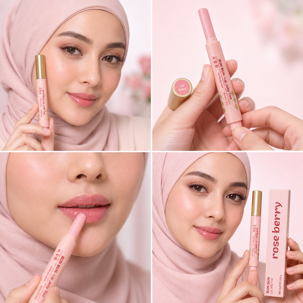 BUN BUN Lip Jelly Tint - 03 PINK - Hydrating Click-Pen Lip Tint - 3g