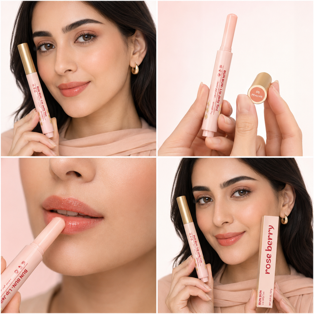 BUN BUN Lip Jelly Tint - 05 PEACHY - Hydrating Click-Pen Lip Tint - 3g