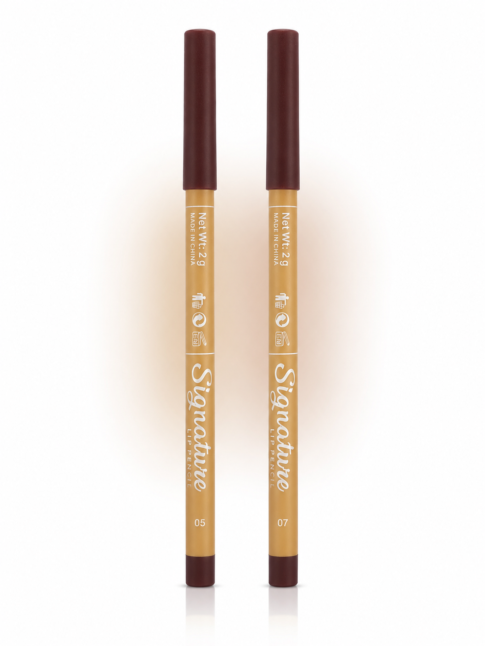 Signature Lip Pencil - Shades 05 & 07 - Matte Lip Liner Pencil - Bundle - 2g Pc