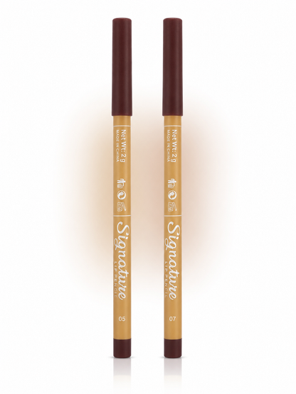 Signature Lip Pencil - Shades 05 & 07 - Matte Lip Liner Pencil - Bundle - 2g Pc