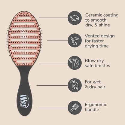 Ceramic Speed Dry Detangling Hair Brush for Wet & Dry Hair – Black