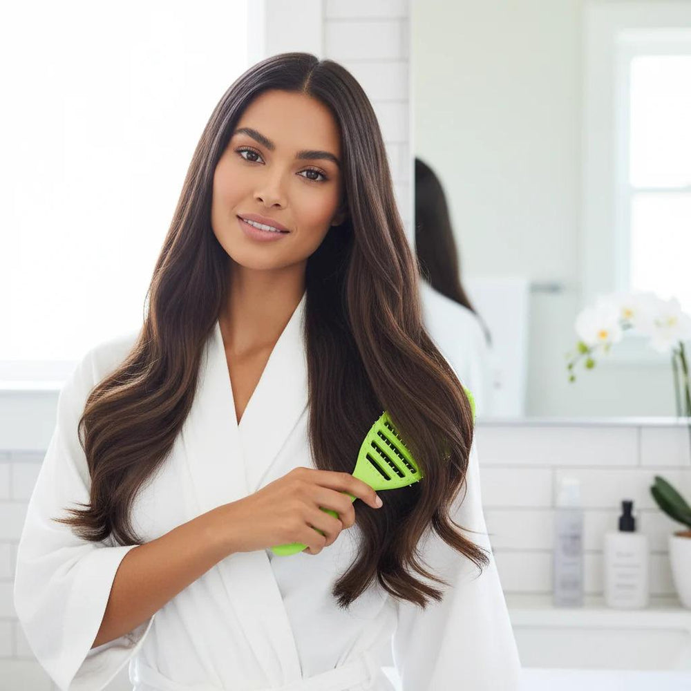 Speed Dry Vented Detangling Hair Brush – Blow Dry Safe for All Hair Types - Lime Green