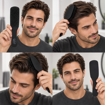 Men’s Detangler Hair Brush - IntelliFlex Bristles for Wet Dry Hair - Black