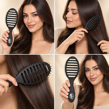 Speed Dry Vented Detangling Hair Brush – Blow Dry Safe for All Hair Types - Black