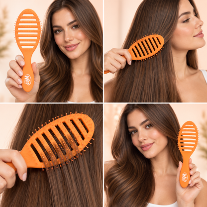 Speed Dry Vented Detangling Hair Brush – Blow Dry Safe for All Hair Types - Orange