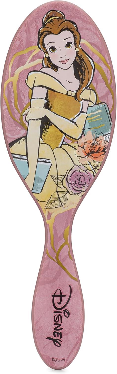 Disney Princess Original Detangler Hair Brush – Pink Paddle Brush with Ultra-Soft IntelliFlex Bristles for Wet & Dry Hair - Belle