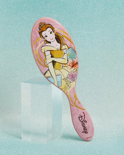 Disney Princess Original Detangler Hair Brush – Pink Paddle Brush with Ultra-Soft IntelliFlex Bristles for Wet & Dry Hair - Belle