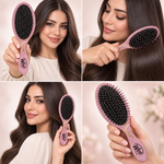Disney Princess Original Detangler Hair Brush – Pink Paddle Brush with Ultra-Soft IntelliFlex Bristles for Wet & Dry Hair - Belle