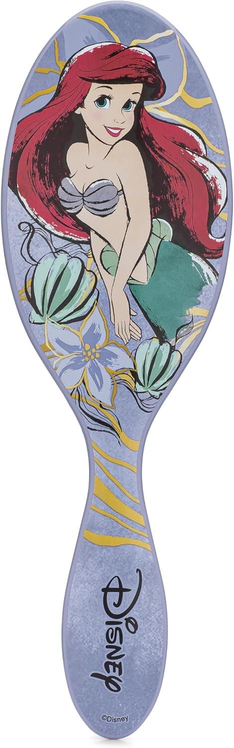 Disney Princess Original Detangler Hair Brush – Purple Paddle Brush with Ultra-Soft IntelliFlex Bristles for Wet & Dry Hair - Ariel