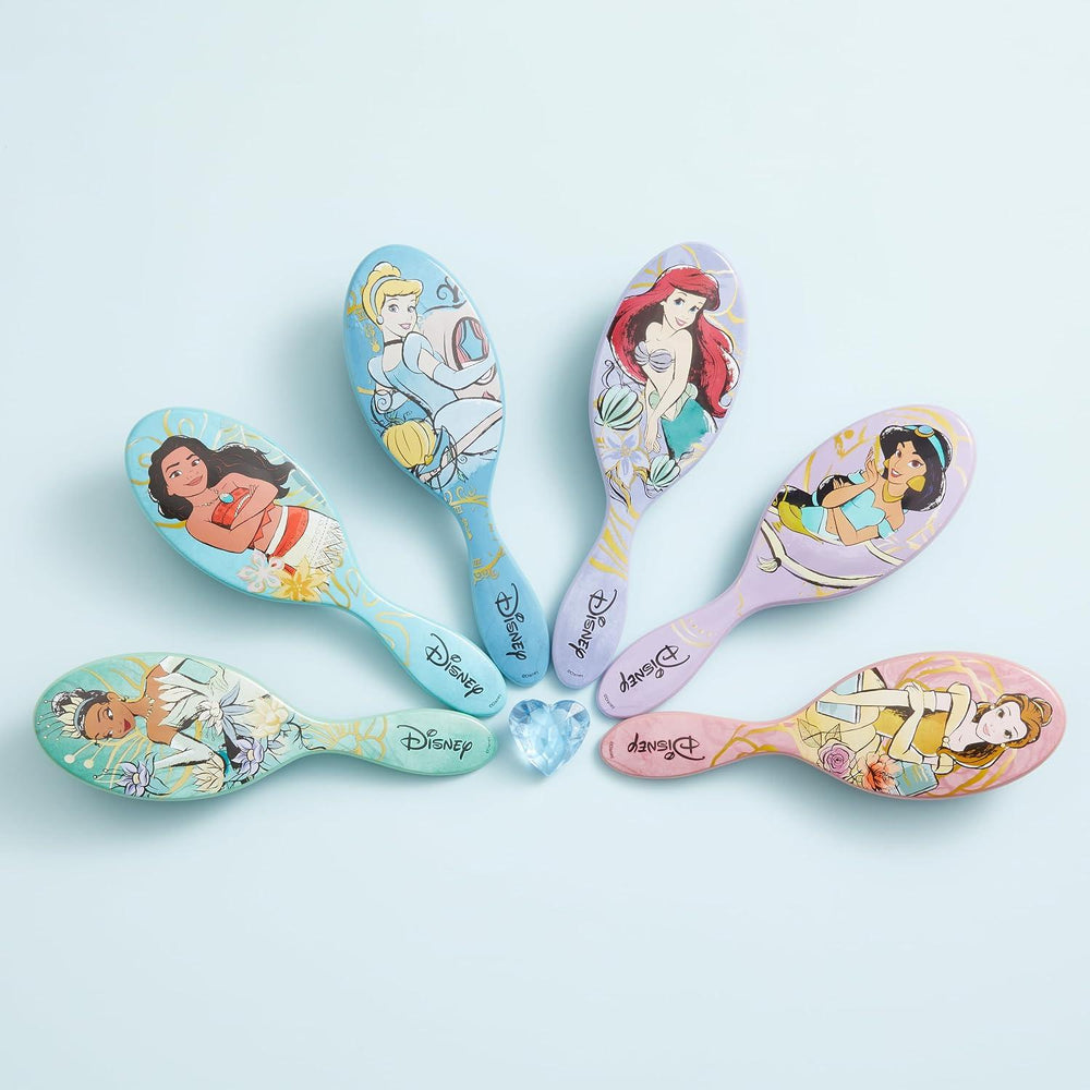 Disney Princess Original Detangler Hair Brush – Purple Paddle Brush with Ultra-Soft IntelliFlex Bristles for Wet & Dry Hair - Ariel
