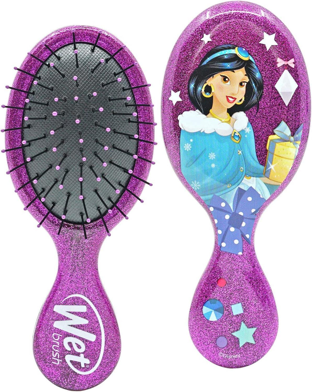 Disney Princess Jasmine Mini Detangler Hair Brush – Purple Glitter