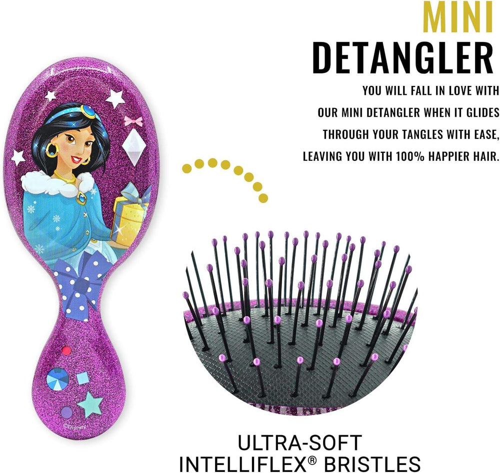 Disney Princess Jasmine Mini Detangler Hair Brush – Purple Glitter