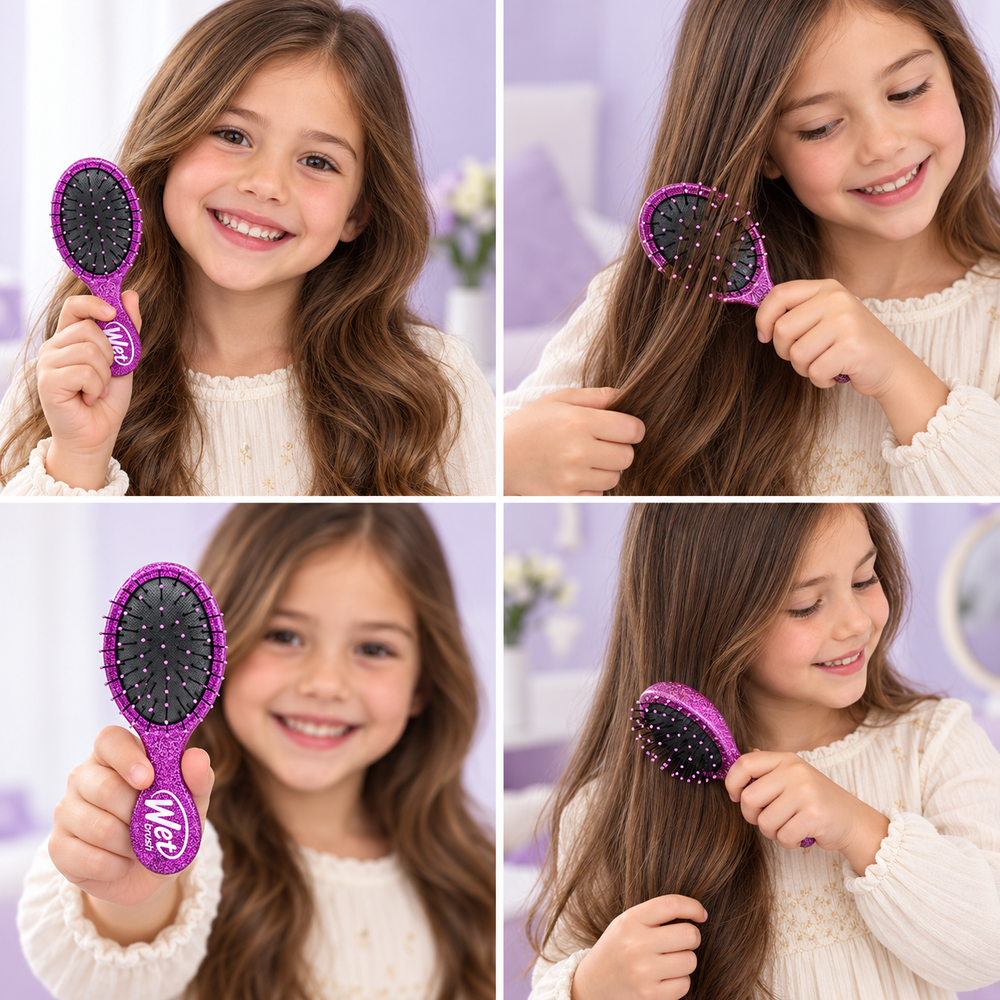 Disney Princess Jasmine Mini Detangler Hair Brush – Purple Glitter